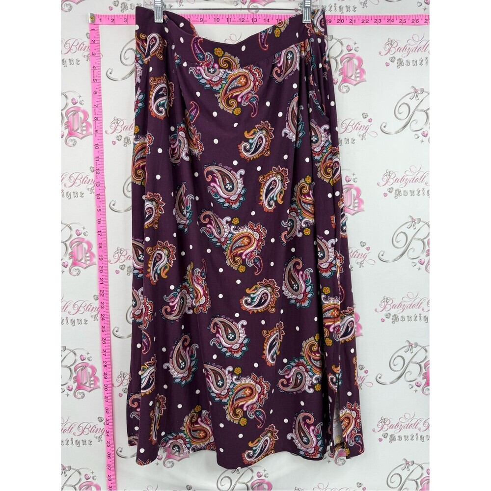 Terra & Sky skirt stretchy soft Purple Paisley A-Line Skirt polka dot